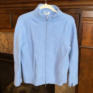 Periwinkle blue virgin wool full zip sweater Italy made est size medium